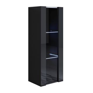 Vitrine Pour Salon Salle à Manger En Noir Avec LED 40x29x126cm Luke V2