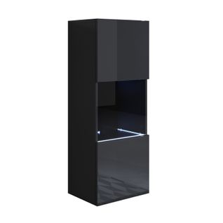 Vitrine Pour Salon Salle à Manger En Noir Avec LED 40x29x126cm Luke V3