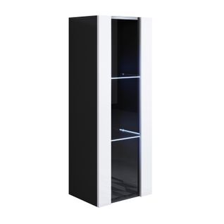 Vitrine Pour Salon Salle à Manger En Noir Et Blanc Avec LED 40x29x126cm Luke V2