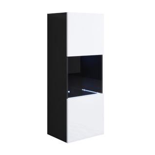 Vitrine Pour Salon Salle à Manger En Noir Et Blanc Avec LED 40x29x126cm Luke V3