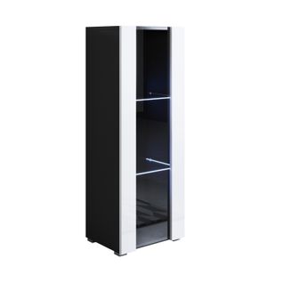 Vitrine Pour Salon Salle à Manger En Noir Et Blanc Avec LED 40x29x128cm Luke V2