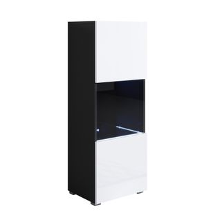 Vitrine Pour Salon Salle à Manger En Noir Et Blanc Avec LED 40x29x128cm Luke V3