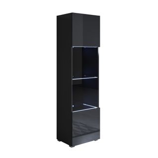 Vitrine Pour Salon Salle à Manger En Noir Avec LED 40x29x167cm Luke V6