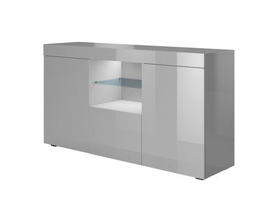 Bahut Buffet Pour Salon Salle à Manger En Gris Avec LED 135x34x72cm Sefora