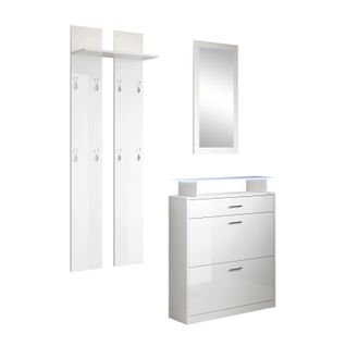 Ensemble D'entrée Pour Hall D'entrée Couloir En Blanc Avec LED 105x24x89cm Paola