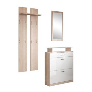 Ensemble D'entrée En Sonoma Et Blanc Avec LED 105x24x89cm Paola