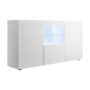 Bahut Buffet Pour Salon Salle à Manger En Blanc Avec LED 150x40x80cm Natolia