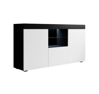 Bahut Buffet Pour Salon Salle à Manger En Noir Et Blanc Avec LED 150x40x80cm Natolia