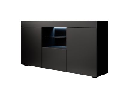 Bahut Buffet Pour Salon Salle à Manger En Noir Avec LED 135x34x73cm Sefora