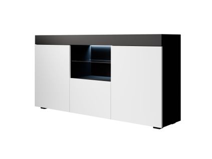 Bahut Buffet Pour Salon Salle à Manger En Noir Et Blanc Avec LED 135x34x73cm Sefora
