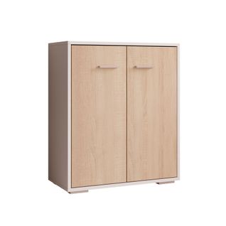 Bahut Buffet Bas Pour Salon Salle à Manger En Blanc Et Sonoma 60x30x71cm Lander L2
