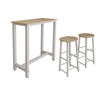 Table Haute Avec 2 Tabourets En Blanc Et Sonoma 100x40x100cm Ani