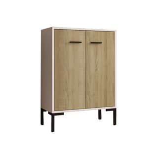 Bahut Buffet Bas Pour Salon Salle à Manger En Blanc Et Sonoma 60x30x84cm Lander L15