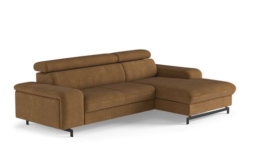 Canapé d'angle convertible EMMA droit orlando cognac