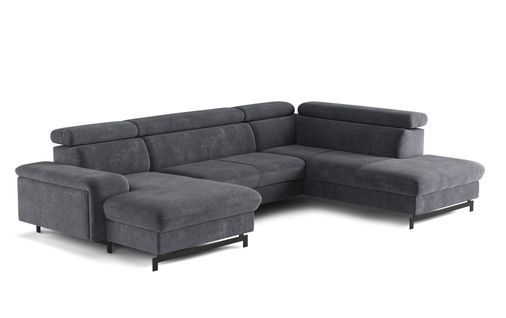Canapé panoramique EMMA terminal à droite tissu orlando gris foncé
