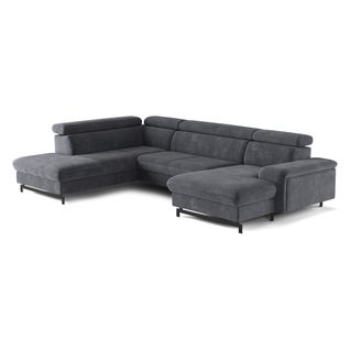 Canapé panoramique EMMA terminal à gauche tissu orlando gris foncé