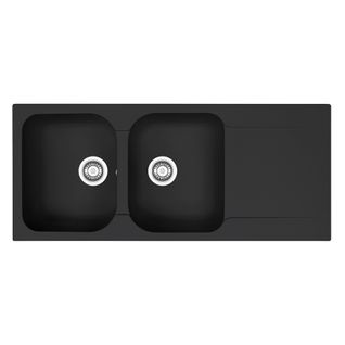 Evier résine 2 bacs ETIK 116 x 50 cm noir