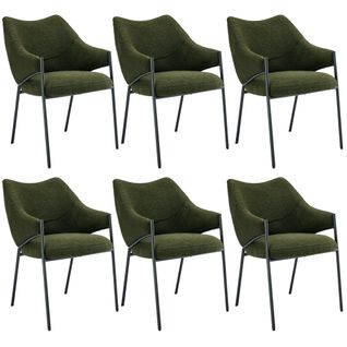 Chaise De Salle à Manger Lounge, 6 Pièces, Fauteuil En Peluche, Vert