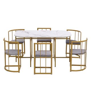 Ensemble De Table à Manger (6 Chaises) + Table Blanche + Chaises