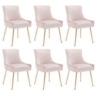 Set De 6 Chaises De Salle à Manger Avec Rayures Verticales, Rose