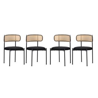 Set De 4 Chaises De Salle à Manger En Velours, Noir