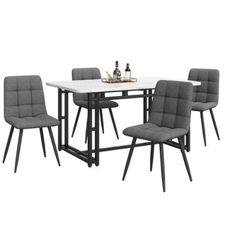 Ensemble De Table à Manger Noir 140x80 Cm Avec 4 Chaises