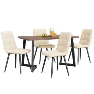 Ensemble De Salle à Manger 5 Pièces, Table En Mdf Beige