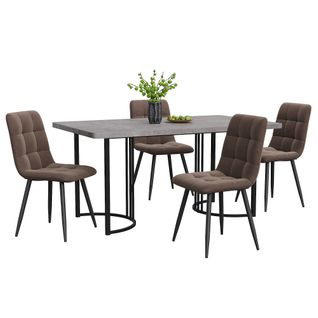 Ensemble Table à Manger (5 Pièces), Table 140×80 Cm Avec Pieds En Métal Noir