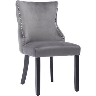 Chaise 4 Pieds, Chaise De Salle à Manger En Velours Gris, Avec Capitonnage