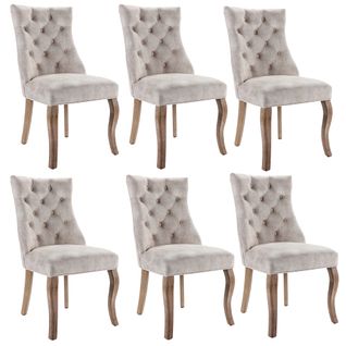 Chaise à 4 Pieds, Chaise En Velours Beige Clair Pour Salle à Manger, Dossier Haut