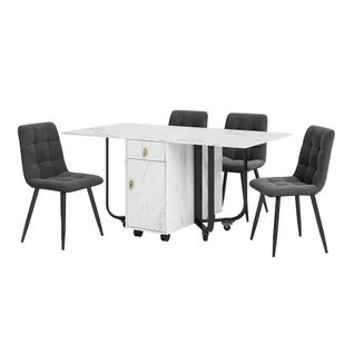 Ensemble De Salle à Manger (set, Table à Manger 150×80×76 Cm Avec 4 Chaises)