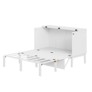 Lit Escamotable 140 X 200 Cm, Lit Mural Avec Sommier, Modèle De Lit Vertical, Blanc