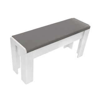 Banc De Siège (2 Pièces), Avec Coussin En Simili Cuir Gris, Cadre Blanc, 150 Kg