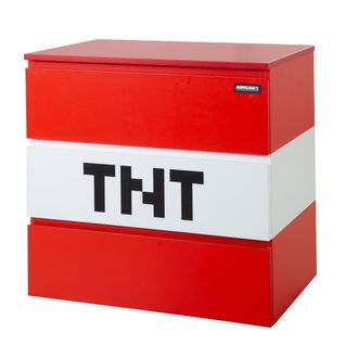 Commode 3 Tiroirs Avec Éclairage LED - Rouge Tnt Minecraft