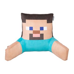 Coussin De Lecture Avec Dossier Haut Accoudoirs Et Poche - Bleu Steve Minecraft