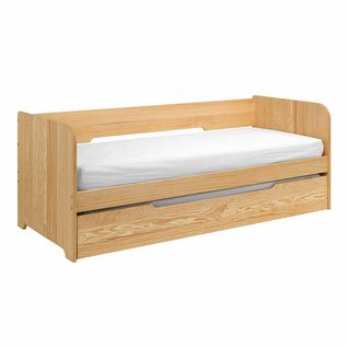 Pack Lit Gigogne Avec 2 Matelas Java   Bois Naturel 80x200 Cm