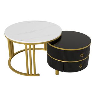 Ensemble De Tables 2-en-1 En Mdf, 70x70x46 Cm + 50x50x40 Cm