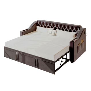 Canapé-lit 90/180x190 Cm Velours Gris Foncé Avec Rangement Et USB Intégré