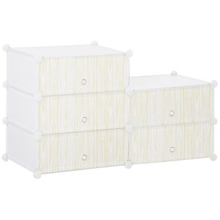 Étagère à Chaussures Modulable En Plastique Blanc Pour 6 Paires, 49x36,5x108 Cm