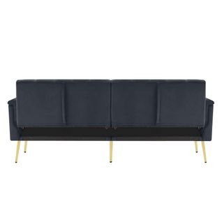 Canapé-lit Pliable En Velours Avec Dossier Réglable 5 Positions, Noir