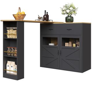 Buffet Extensible Pivotante 360° Avec Rangement, Mdf Blanc Moderne