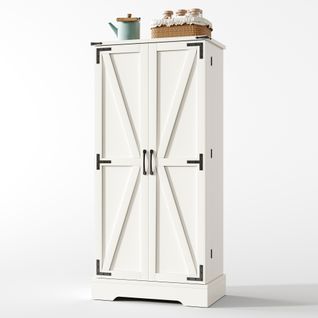 Buffet De Cuisine Style Campagne 128,5 Cm Avec LED, Portes Battantes Et Étagères Réglables