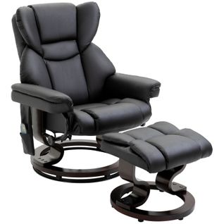 Fauteuil De Massage Inclinable Avec Repose-pieds, Cuir Synthétique Noir