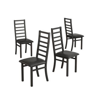 Lot De 4 Chaises De Salle à Manger En Métal, Assise Pu, Dossier Haut Sans Accoudoirs, Noir