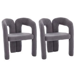 Fauteuil Ergonomique Premium En Tissu Teddy, Design Élégant Et Confort Maximal, Lot De 2, Gris