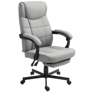 Fauteuil De Bureau Ergonomique Avec Massage, Dossier Inclinable Et Repose-pieds, Gris