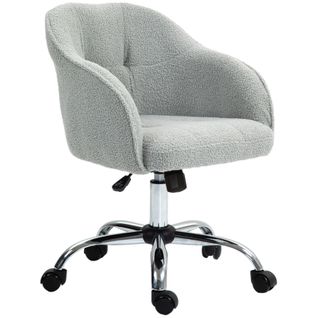 Fauteuil De Bureau Ergonomique En Velours Teddy, Réglable En Hauteur, Gris
