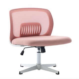Fauteuil Bureau Sans Accoudoirs, Large Et Pivotant 360°, Design Ergonomique, Rose