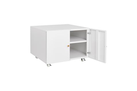 Meuble Imprimante Mobile Noir Avec Étagère Réglable Et Porte, Sur Roulettes 60 X 60 X 45 Cm