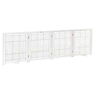 Barrière Extensible 4 Panneaux En Bois Et Acier Pour Chiens, 305 Cm